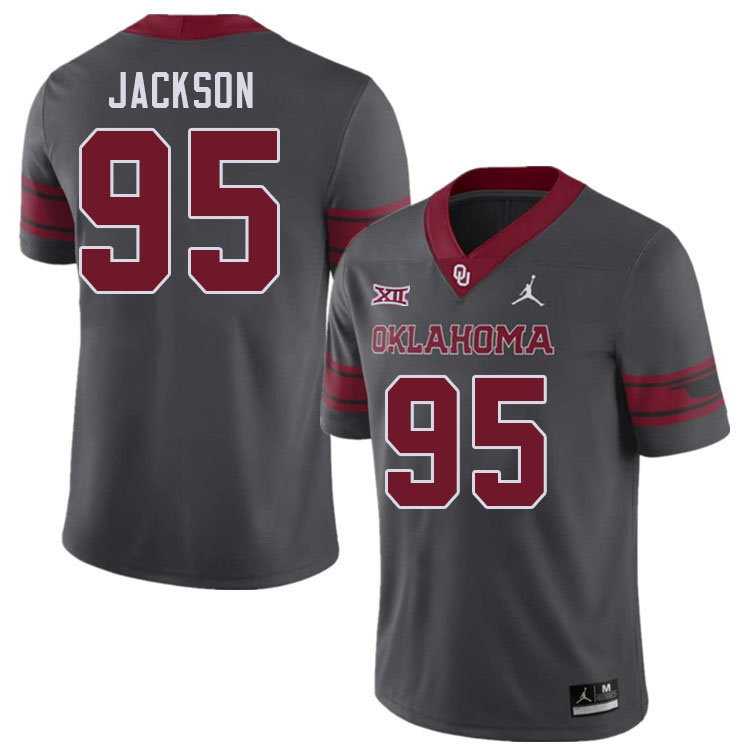 Oklahoma Sooners #95 Evan Jackson College Football Jerseys Stitched-Charcoal